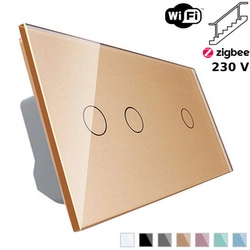 Włącznik dotykowy schodowy 2+1 EC Wi-Fi w kolorze złotym (VL-C7012SEC-63) Livolo