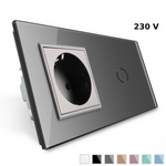 Gniazdo 230V 16A z pojedynczym włącznikiem dotykowym oraz srebrną ramką (VL-C701EU-64) Livolo