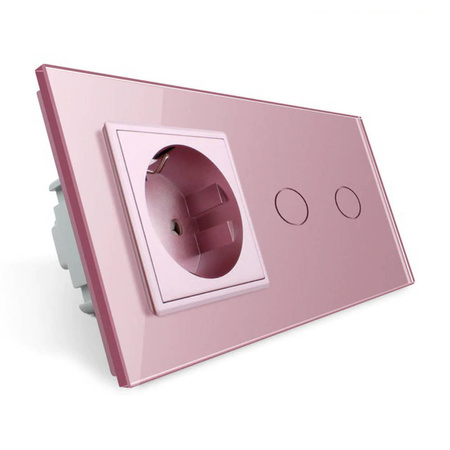 Gniazdo 230V 16A z podwójnym włącznikiem dotykowym i różową ramką (VL-C702EU-67) LIVOLO