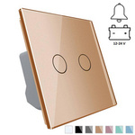 Włącznik dotykowy podwójny 12-24V DC z złotym panelem szklanym (VL-C702CH-63) Livolo