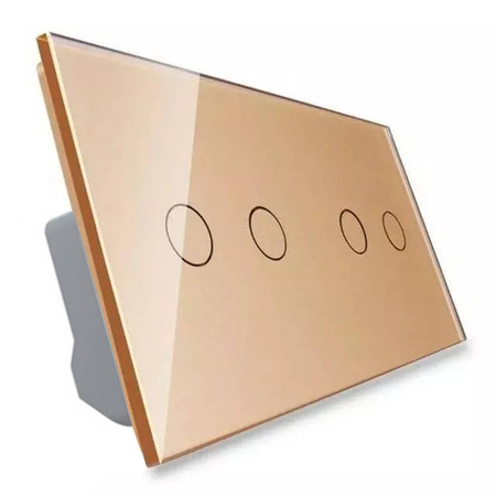 Podwójny włącznik dotykowy EC Wi-Fi z panelami szklanymi w kolorze złotym 2 + 2 (VL-C7022EC-63) Livolo