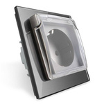 Gniazdo 230V 16A z srebrnym panelem szklanym, bryzgoszczelnym (VL-W01EUNW-64) LIVOLO