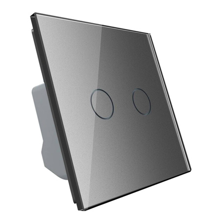 Włącznik dotykowy podwójny, bistabilny z panelem szklanym srebrnym (VL-C702IH-64) Livolo