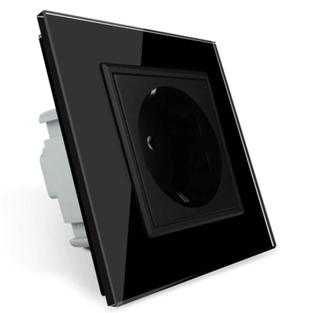 Gniazdo elektryczne 16 A z czarnym panelem szklanym (VL-W01EU-62) Livolo