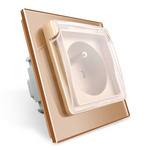 Gniazdo z bolcem 230V 16A z złotym panelem szklanym i bryzgoszczelnością (VL-W01FRNW-63) Livolo