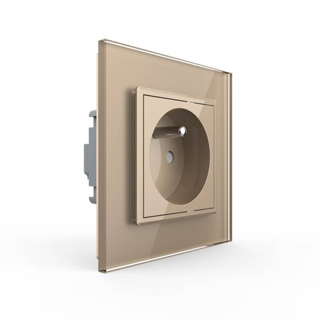 Gniazdo 230V 16A z panelem szklanym w kolorze złotym (VL-W01FR-63) Livolo