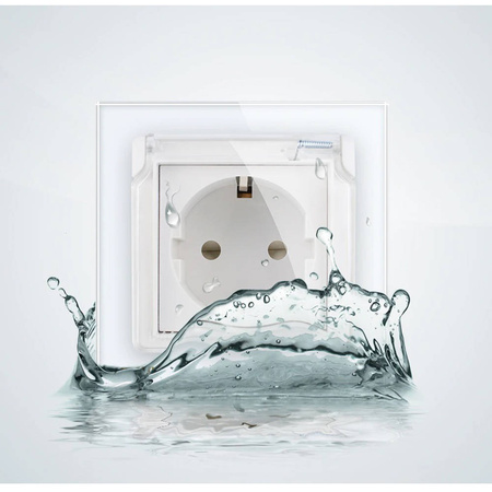 Gniazdo 230V 16A z srebrnym panelem szklanym, bryzgoszczelnym (VL-W01EUNW-64) LIVOLO