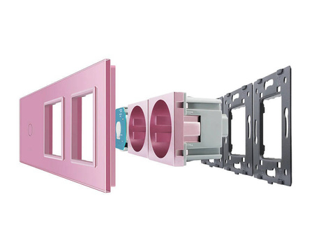 Podwójne gniazdo 230V 16A z dotykowym włącznikiem i szklanym panelem srebrnym (VL-C701GG-64) Livolo