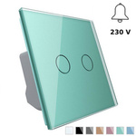 Włącznik podwójny dotykowy z zielonym panelem szklanym FIBARO (VL-C702IH-68) Livolo