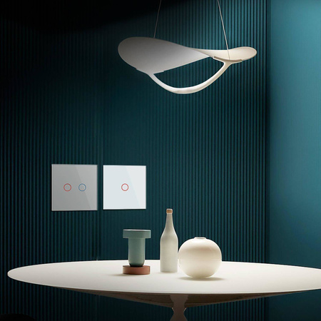 Włącznik podwójny dotykowy z zielonym panelem szklanym FIBARO (VL-C702IH-68) Livolo