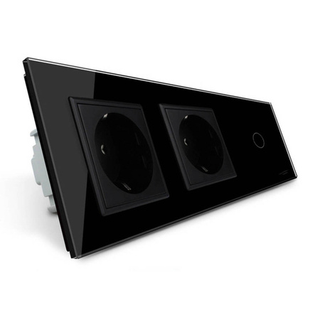 Gniazdo podwójne 230V 16A z dotykowym włącznikiem i szklanym panelem czarnym (VL-C701GG-62) Livolo