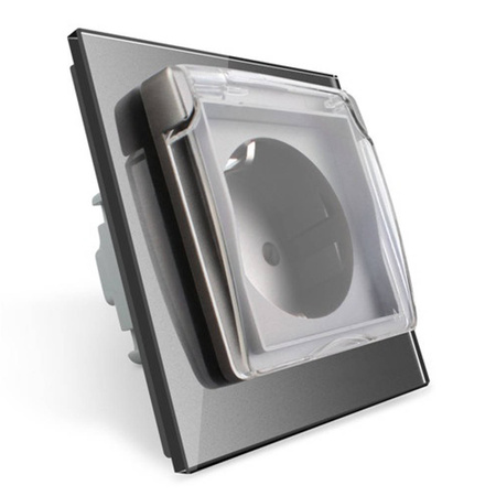 Gniazdo 230V 16A z srebrnym panelem szklanym, bryzgoszczelnym (VL-W01EUNW-64) LIVOLO