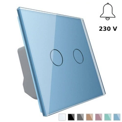 Włącznik podwójny dotykowy z niebieskim panelem szklanym (VL-C702IH-69) LIVOLO