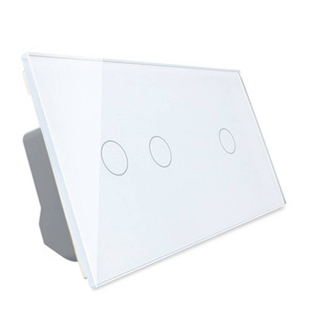 Podwójny dotykowy panel szklany biały 2+1 (VL-C7012-61) Livolo