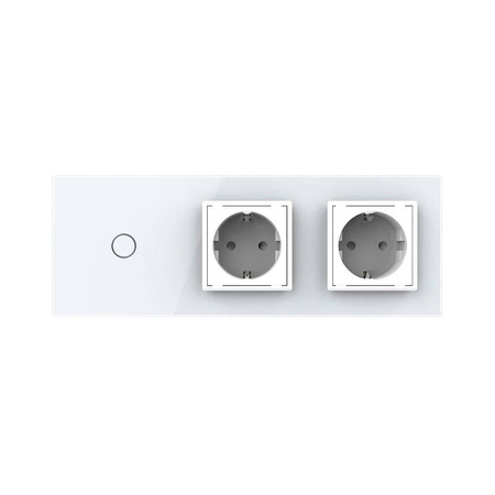Podwójne gniazdo 230V 16A z dotykowym włącznikiem i szklanym panelem srebrnym (VL-C701GG-64) Livolo