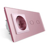 Gniazdo 230V 16A z podwójnym włącznikiem dotykowym i różową ramką (VL-C702EU-67) LIVOLO