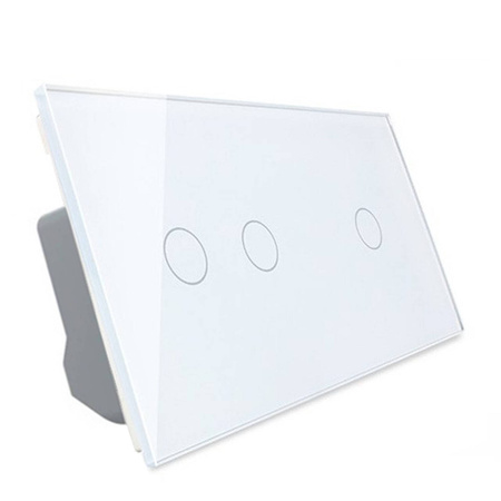 Włącznik dotykowy podwójny + pojedynczy EC Wi-Fi, biały panel szklany (VL-C7012EC-61) Livolo