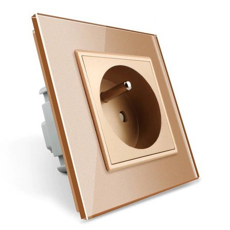 Gniazdo 230V 16A z panelem szklanym w kolorze złotym (VL-W01FR-63) Livolo