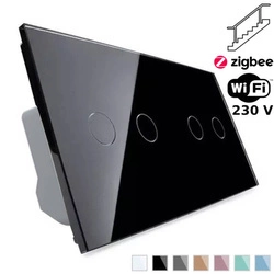 Włącznik dotykowy schodowy 2 + 2 EC Wi-Fi czarny (VL-C7022SEC-62) Livolo