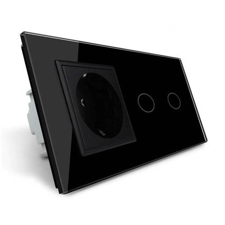 Podwójny włącznik dotykowy EC Wi-Fi z gniazdem elektrycznym, kolor czarny (VL-C702ECG-62) LIVOLO