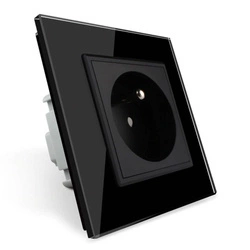 Gniazdo z bolcem 230V 16A z panelem szklanym, kolor czarny (VL-W01FR-62) Livolo