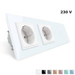 Gniazdo podwójne 230V 16A z włącznikiem dotykowym i szklanym panelem białym (VL-C701GG-61) Livolo