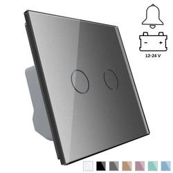 Włącznik dotykowy podwójny 12-24V DC z srebrnym panelem szklanym (VL-C702CH-64) Livolo