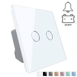 Włącznik dotykowy podwójny 12-24V DC z panelem szklanym białym (VL-C702CH-61) LIVOLO