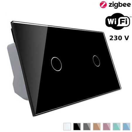 Włącznik dotykowy Wi-Fi czarny, pojedynczy z podwójnym panelem szklanym (VL-C7011EC-62) Livolo