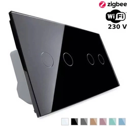 Włącznik dotykowy podwójny EC Wi-Fi z panelem szklanym czarnym 2 + 2 (VL-C7022EC-62) Livolo