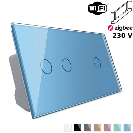 Włącznik dotykowy schodowy i krzyżowy 2 + 1 EC Wi-Fi, niebieski (VL-C7012SEC-69) Livolo