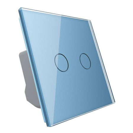 Włącznik dotykowy podwójny schodowy z niebieskim panelem szklanym (VL-C702S-69) LIVOLO