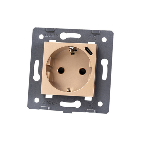 Gniazdo Elektryczne 16A z Ładowarką USB-C 18W Złote (WG-71EU-S+USB-63) - Livolo