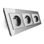 Gniazdo elektryczne srebrne z trzema portami 16A - 230V (VL-W03FR-64) Livolo