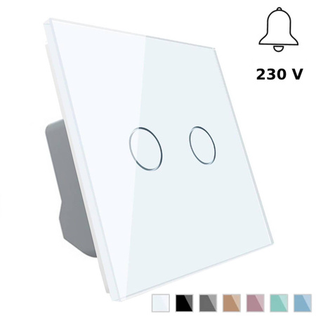 Podwójny włącznik dotykowy z białym panelem szklanym (VL-C702IH-61) LIVOLO