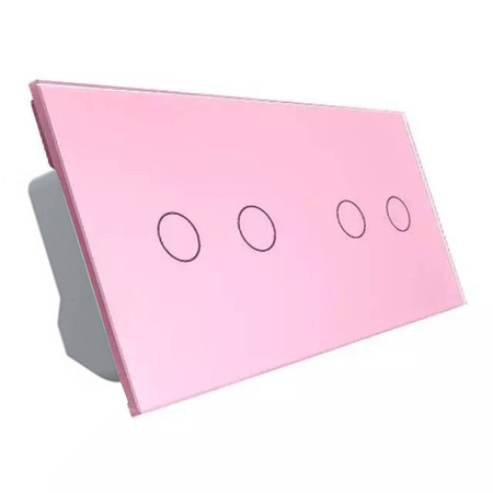 Podwójny włącznik dotykowy Wi-Fi z różowym panelem szklanym 2 + 2 (VL-C7022EC-67) Livolo