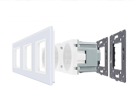 Gniazdo elektryczne srebrne z trzema portami 16A - 230V (VL-W03FR-64) Livolo