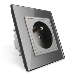 Gniazdo 230V 16A ze srebrnym panelem szklanym (VL-W01FR-64) Livolo