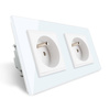Gniazdo podwójne z bolcem 2 x 230V 16A z białym panelem szklanym (VL-W02FR-61) Livolo