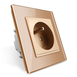 Gniazdo 230V 16A z panelem szklanym w kolorze złotym (VL-W01FR-63) Livolo