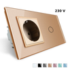 Gniazdo 230V 16A z dotykowym włącznikiem i ramką szklaną złotą (VL-C701EU-63) Livolo