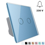 Włącznik podwójny dotykowy z niebieskim panelem szklanym (VL-C702IH-69) LIVOLO