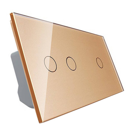 Złoty podwójny panel dotykowy szklany 2+1 (VL-C7012-63) Livolo