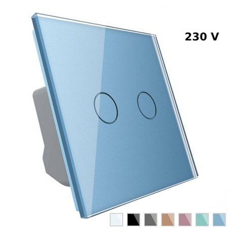 Podwójny włącznik dotykowy z niebieskim szklanym panelem (VL-C702-69) LIVOLO