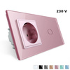 Gniazdo 230V z różowym włącznikiem dotykowym i szklaną ramką (VL-C701EU-67) LIVALO