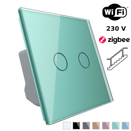 Włącznik dotykowy podwójny EC Wi-Fi zielony (VL-C702SEC-68) Livolo
