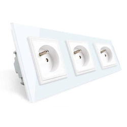 Gniazdo elektryczne 3x16A białe z bolcem - wysokiej jakości produkt (VL-W03FR-61) LIVOLO