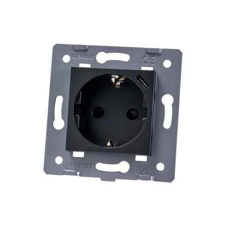 Gniazdo Elektryczne 16A z Ładowarką USB-C 18W, Czarny (WG-71EU-S+USB-62) - Livolo