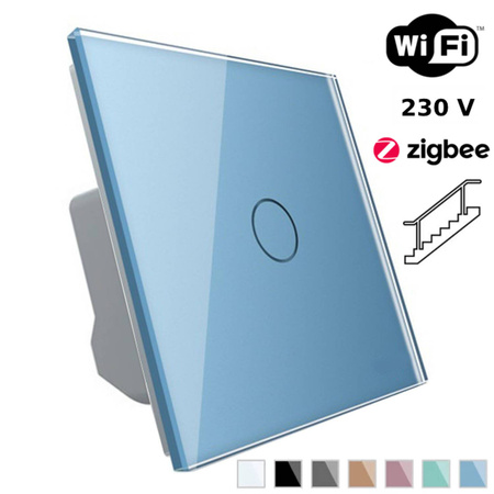 Wkład włącznika dotykowego EC Wi-Fi z niebieskim panelem szklanym (VL-C701SEC-69) Livolo