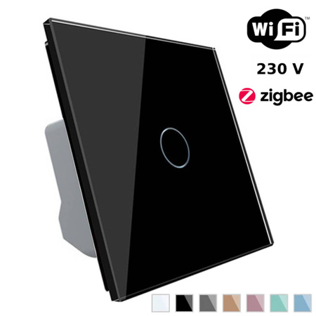 Wkład włącznika dotykowego Wi-Fi z czarnym panelem szklanym (VL-C701EC-62) Livolo